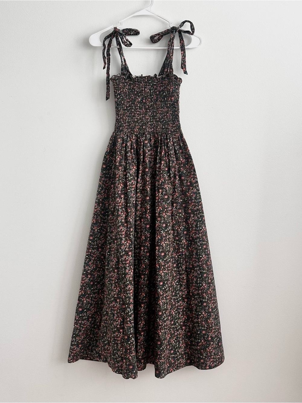 Doen Jasmine Cotton Midi Dress in Black Petit Jardin Floral Print Size S
